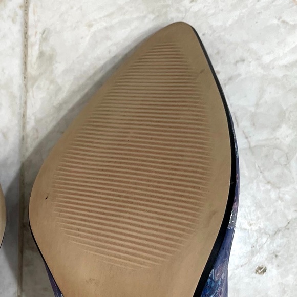 ZAPATO {38} Pumps Floral Fabric Blue Metallic Handmade - Picture 7 of 16